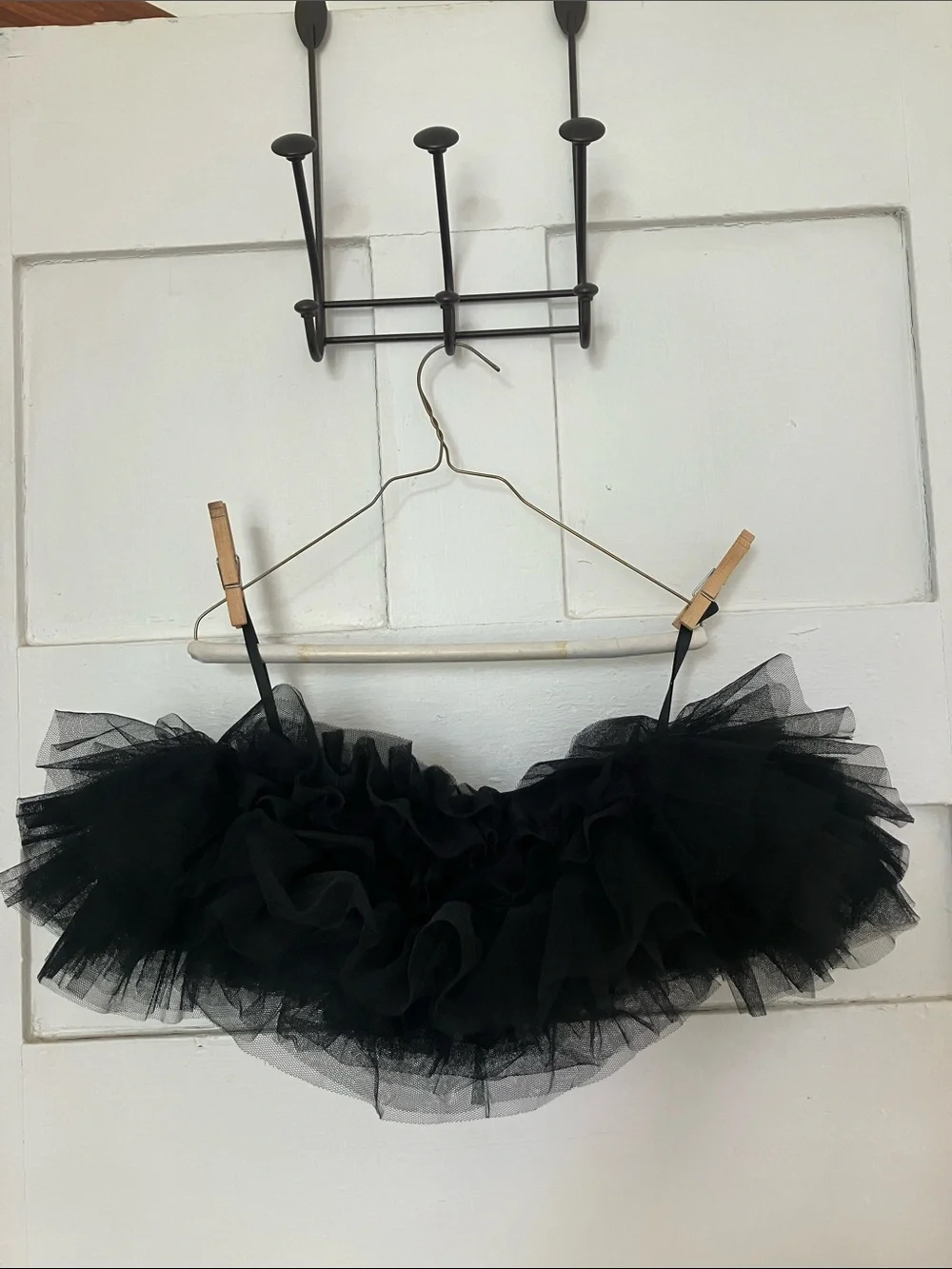 Free People Black Tulle Ruffle Top